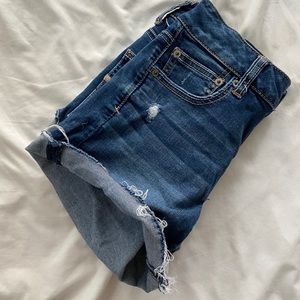 dark wash high rise stretchy shorts